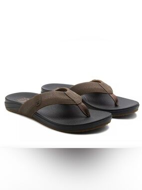MENS REEF CUSHION SPRING LEATHER FLIP FLOP SANDALS SIZE 12